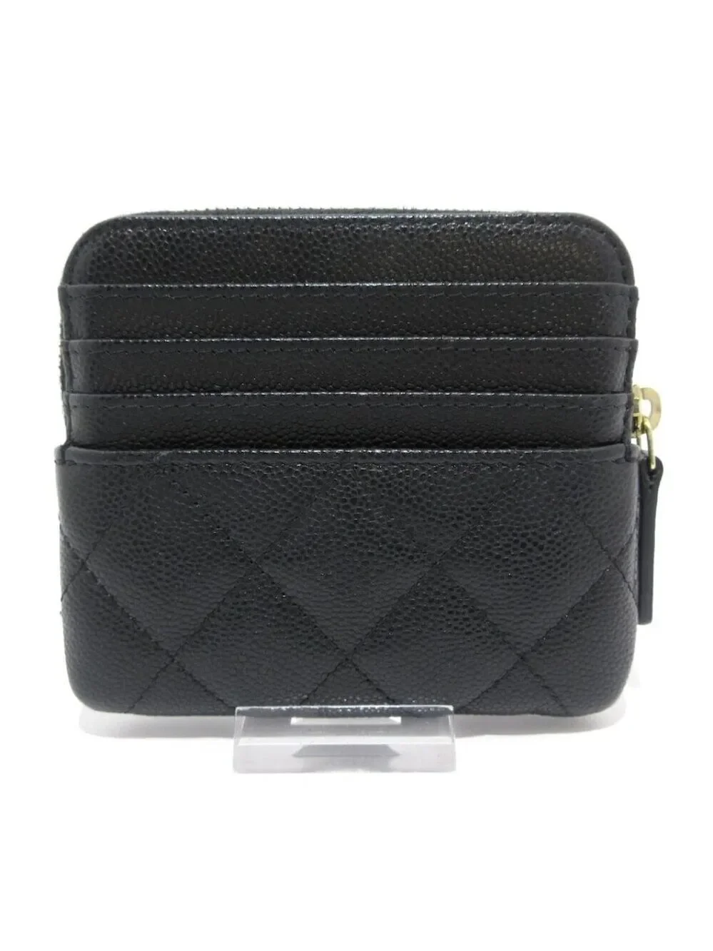 CHANEL Matelasse Black Calfskin Coin Case Gold hardware 607-051525